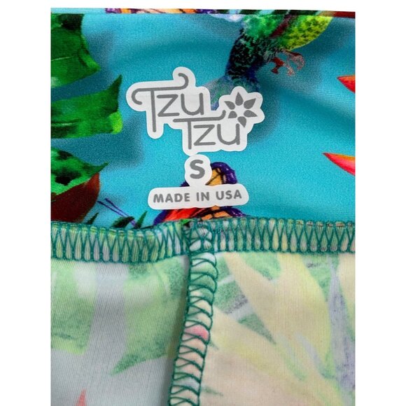 Tzu Tzu Tropical Skort Pleated-Hem Blue Green Butterfly Floral USA Womens Size S - Picture 3 of 5